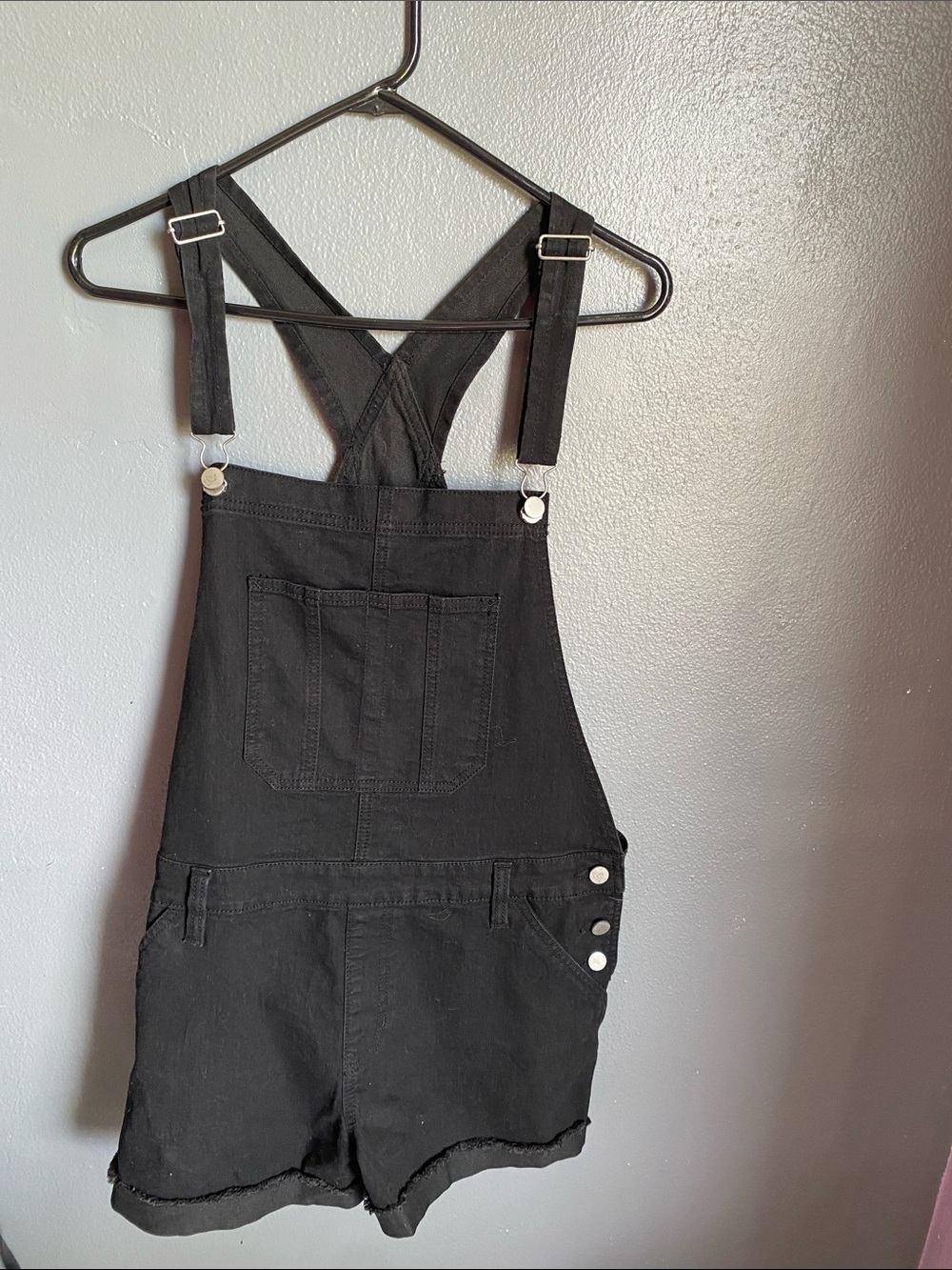 Black Women's Short Overalls - Casual Jumpsuit
